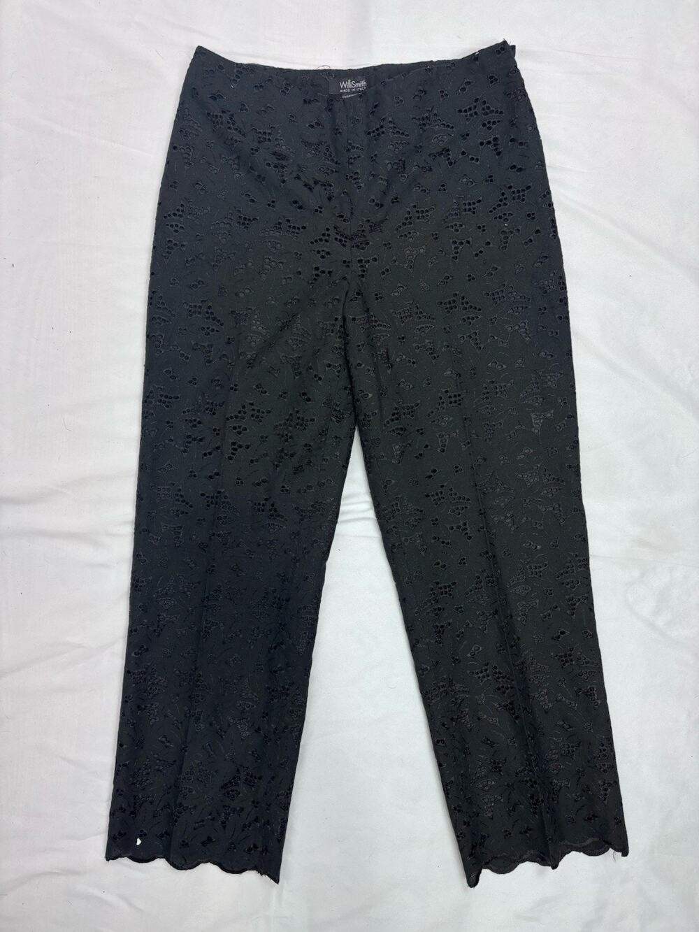 Willi Smith Women’s Black Eyelet Lace Cropped Pants Size 6 Coquette Feminine